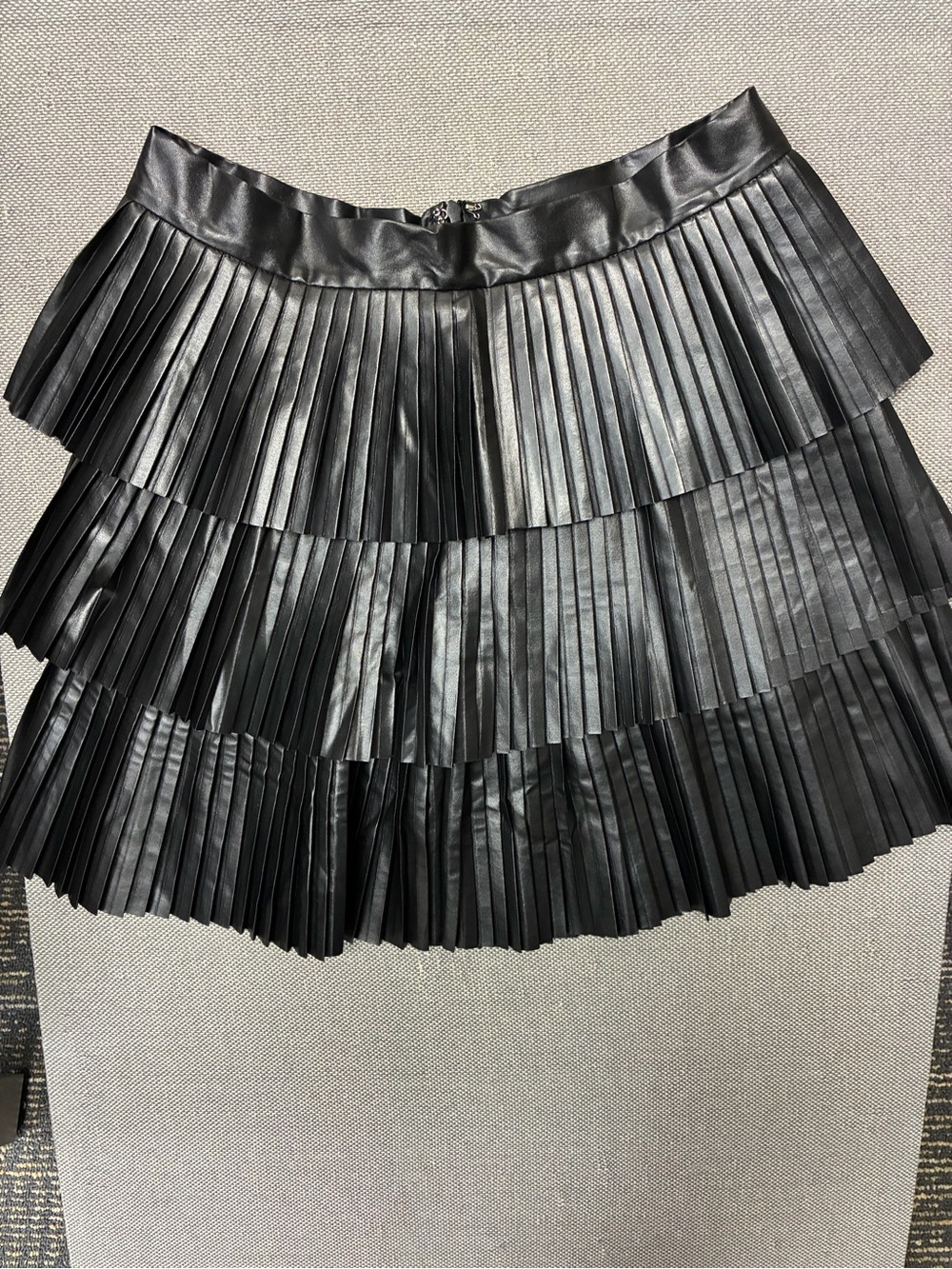 Lulu's Black Tiered Pleated Faux Leather Mini Skirt